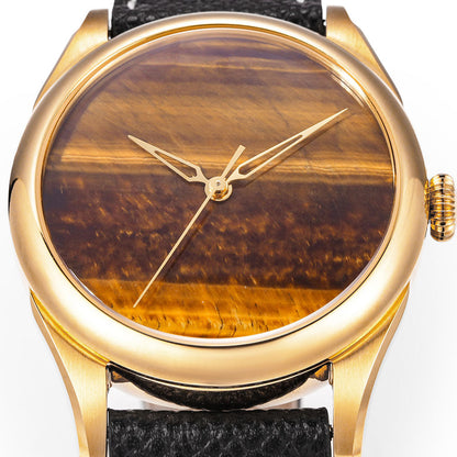 HUASUO New 38mm Business Men Watch Tiger Eye Stone Dial Watch Huasuo Watch Store