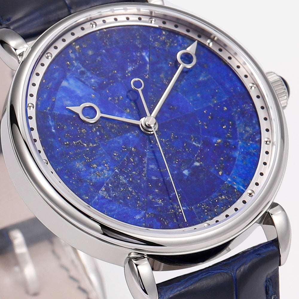 HUASUO 41mm Luxury Natural Lazurite Dail Watches Huasuo Watch Store