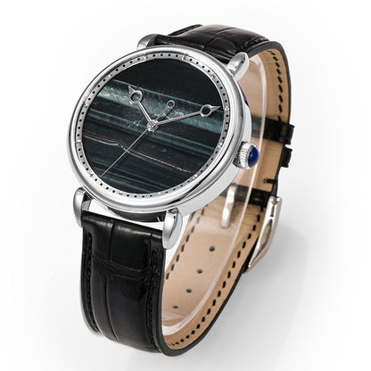 HUASUO 41mm Yelllow Or Blue Tiger's Eye Stone Dail Watches Huasuo Watch Store