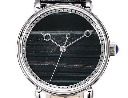 HUASUO 41mm Yelllow Or Blue Tiger's Eye Stone Dail Watches Huasuo Watch Store