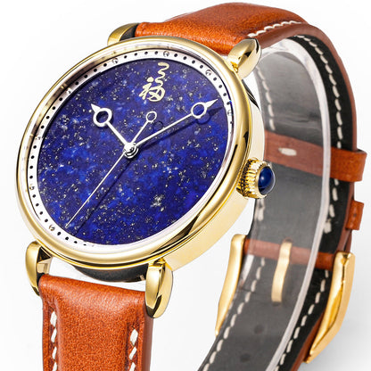HUASUO 41mm Luxury Natural Gemstone Dail Watch Huasuo Watch Store