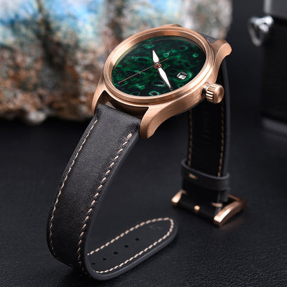 HUASUO 38mm Luxury Bronze Lacquerware Dail Pilot Watch Huasuo Watch Store