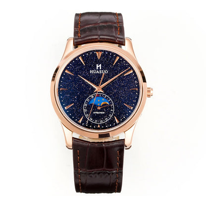 HUASUO 39mm Luxury Aventurine Moon Phase Men's Watches Huasuo Watch Store