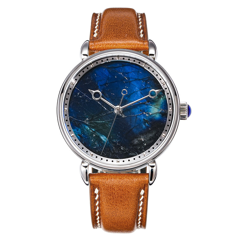 HUASUO 41mm Luxury Natural Gemstone Dail Watch Huasuo Watch Store