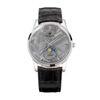 HUASUO Luxury 39mm Meteorite Dial Moon Phase Men's Watches Huasuo Watch Store