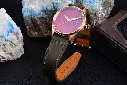 HUASUO 38mm Luxury Bronze Lacquerware Dail Pilot Watch Huasuo Watch Store