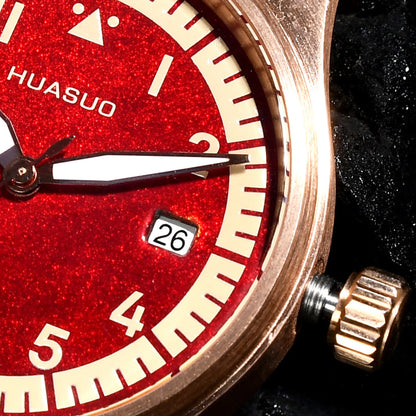 HUASUO 38mm Luxury Bronze Lacquerware Pilot Men's Watch Huasuo Watch Store