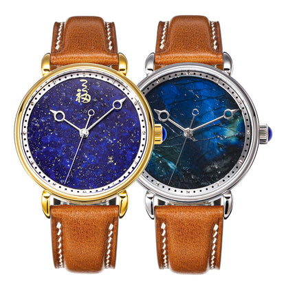 HUASUO 41mm Luxury Natural Gemstone Dail Watch Huasuo Watch Store