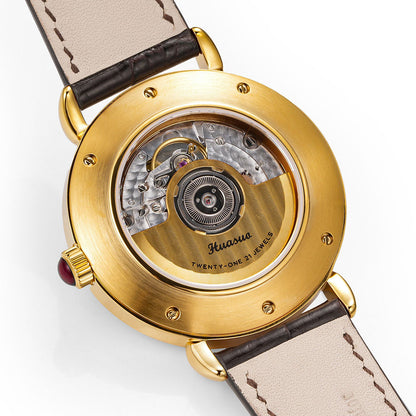 HUASUO 41mm Yelllow Or Blue Tiger's Eye Stone Dail Watches Huasuo Watch Store