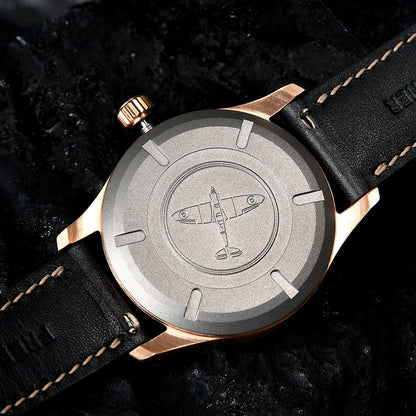 HUASUO 38mm Luxury Bronze Lacquerware Dail Pilot Watch Huasuo Watch Store