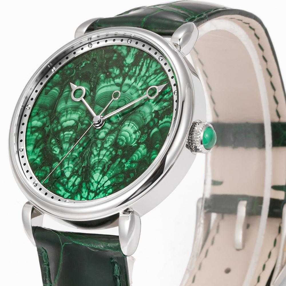 HUASUO 41mm ETA2892 Retro Jade Or Malachit Dial Mens Watches Huasuo Watch Store