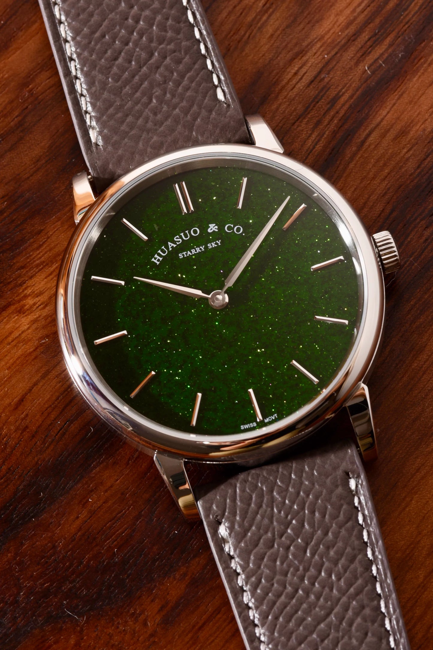 HUASUO 39mm Starry Sky Ultra Thin 9MM Wristwatch Tianjin 2892 Movement Watch for Men