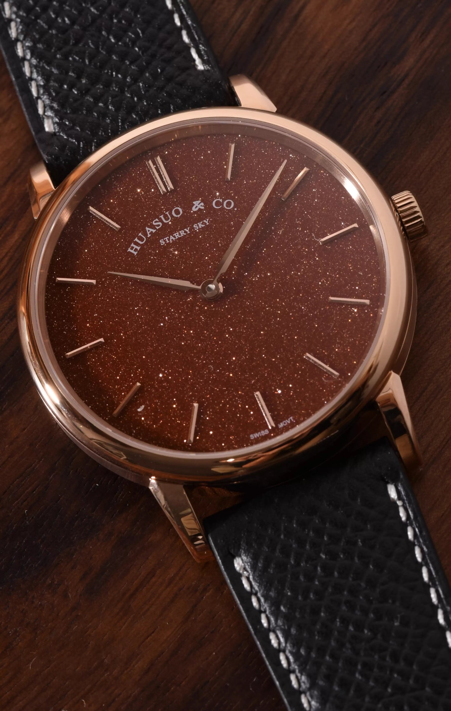 HUASUO 39mm Starry Sky Ultra Thin 9MM Wristwatch Tianjin 2892 Movement Watch for Men