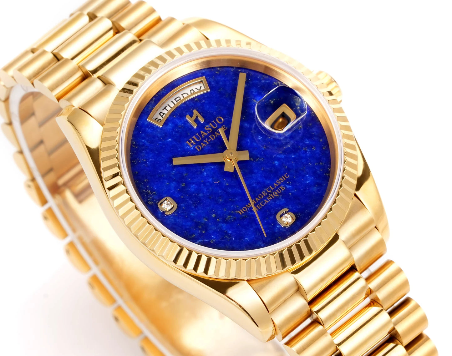 HUASUO 36MM Luxury Men's Gemstone Dial Automatic Mechanical Watch