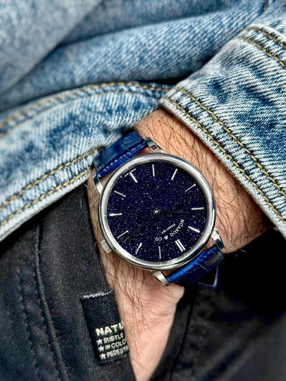 HUASUO 39mm Starry Sky Ultra Thin 9MM Wristwatch Tianjin 2892 Movement Watch for Men