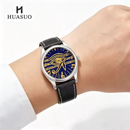 HUASUO 38mm PT5000 Egyptian Secret Pattern Auto Steel Men's Watch huasuowatch