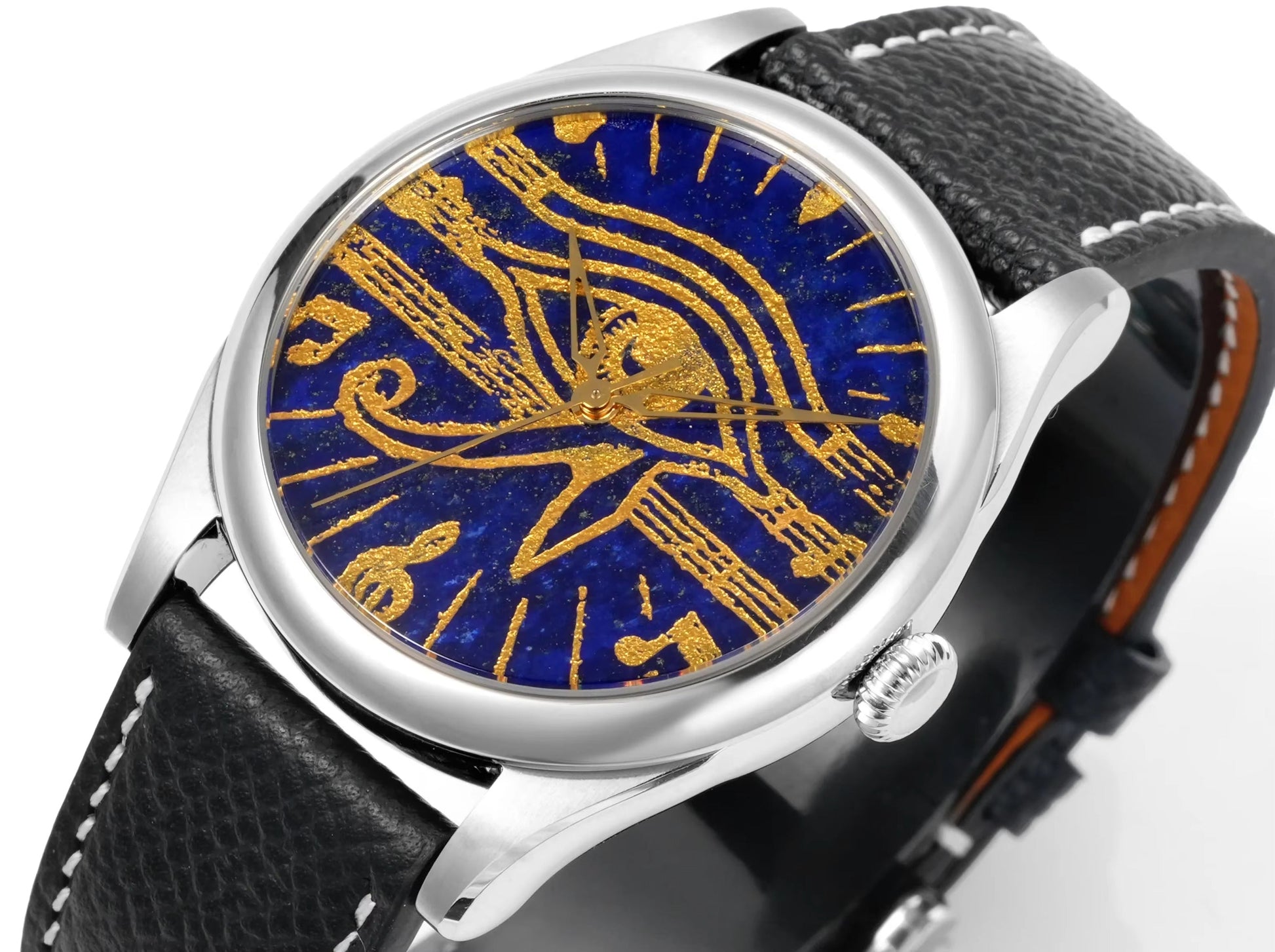 HUASUO 38mm PT5000 Egyptian Secret Pattern Auto Steel Men's Watch huasuowatch
